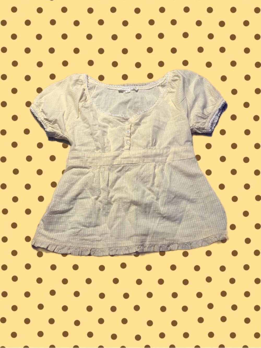 Vanilla Star Cream Short-Sleeve Peplum Blouse